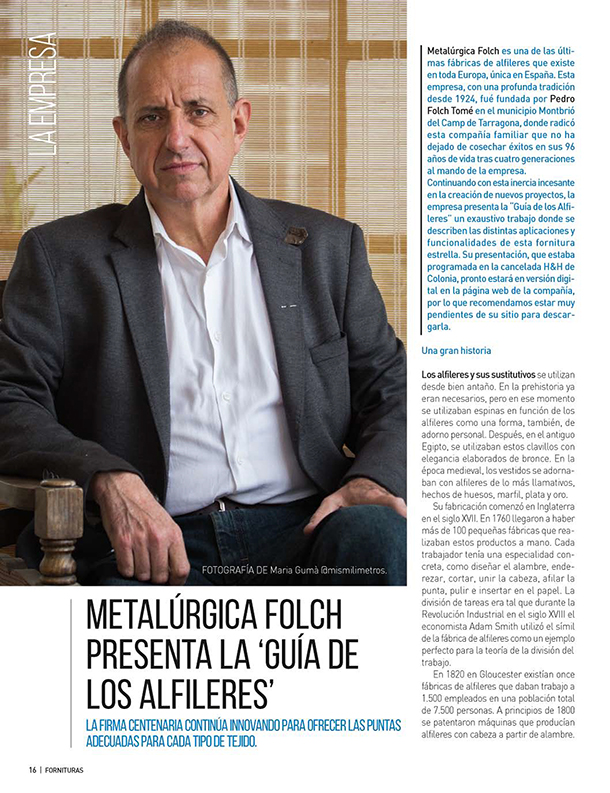 FORNITURAS METALÚRGICA FOLCH PRESENTA LA GUIA DE LOS ALFILERES 1ptit
